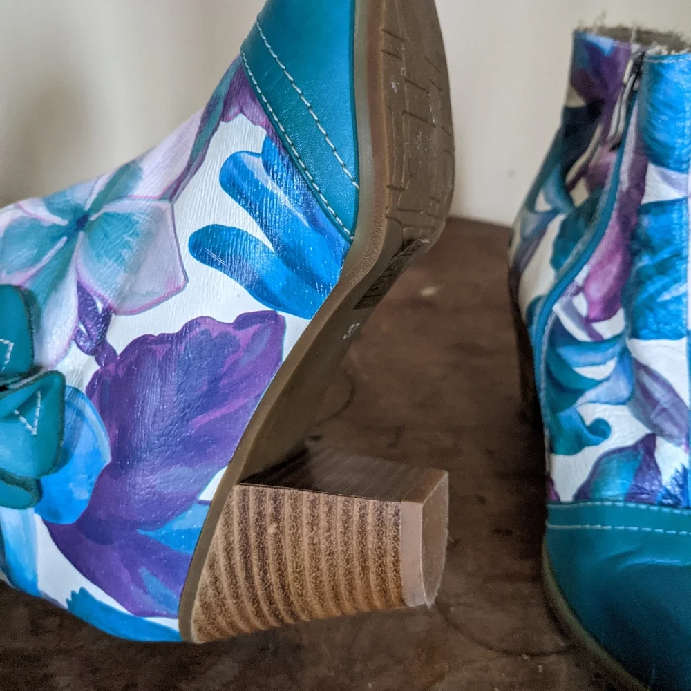 L'Artiste floral ankle boot handmade 37 (6.5) - Picture 3 of 10